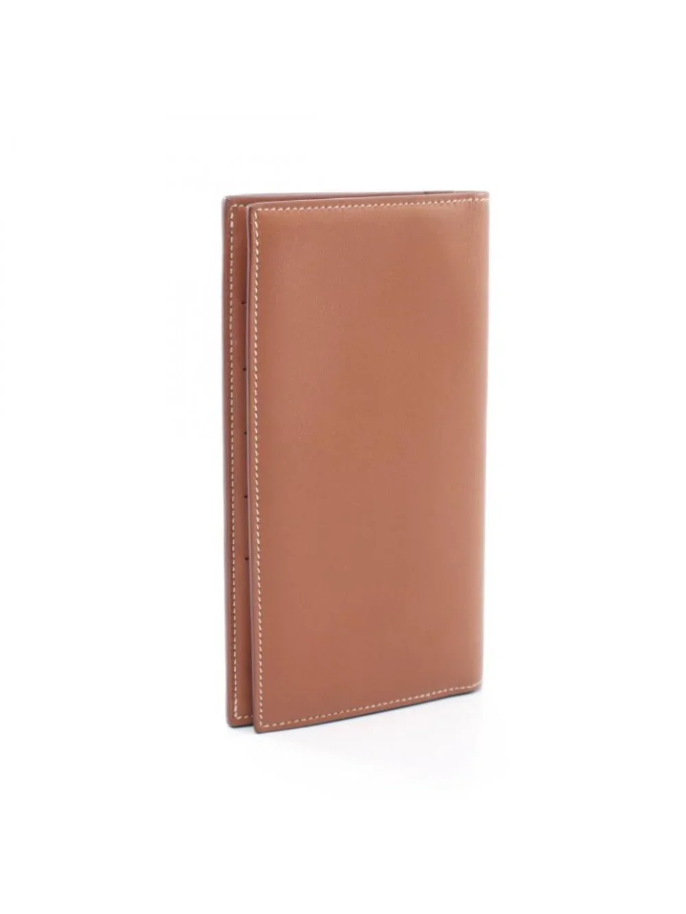 Hermes Bifold Wallet Citizen Twill Long Silk in Gold Leather